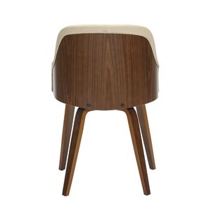 Sedia da Pranzo/Accento Bacci in Stile Mid-Century Moderno, in Legno di Noce e Ecopelle Crema - Product Image 5