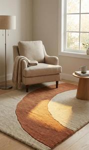 Modern <b>Abstract</b> Arch Pattern Hand Tufted Wool Anti-Slip Area Rug Soft Minimalist Carpet for Living Room Bedroom Home Decor - Product Image 3