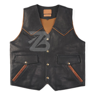 Gilet de moto en cuir PU noir pour homme - Imperméable, réversible, col en V, style streetwear, vêtement d'extérieur pour l'hiver - Product Image 1