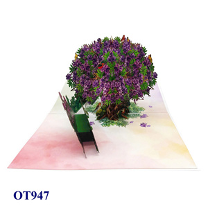 Carte de vœux de Noël 3D en papier découpé au laser sur le thème de l'amour, motif Jacaranda violet de Hanoï, artisanat vietnamien, design personnalisé - Product Image 3