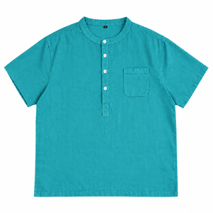 Bangladesh OEM Plus Size Men's <b>Oversized</b> 100% Cotton Yarn Dyed Button-Front T-<b>Shirt</b> 200 GSM Wholesale Supplier - Product Image 1