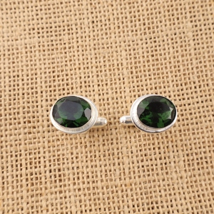 Niharika Gems Classy Trendy Green Tourmaline Gemstone Cufflinks 925 Sterling Silver Luxury Channel Set Unisex Cufflink <b>Jewellery</b> - Product Image 3