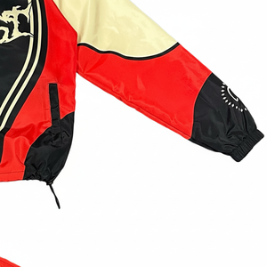 Conjunto deportivo de nailon personalizado para hombre, chaqueta cortavientos con cremallera y pantalones deportivos con logo impreso personalizado - Product Image 3