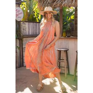 Vestido Maxi Tie Dye para Mujer, Sin Mangas, Cuello Halter, Estilo Boho, Vestido de Playa, Corte Holgado, Ropa de Verano para Vacaciones - Product Image 1