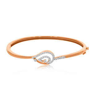 Elegant Rose Gold Diamond Teardrop Open Bangle Bracelet for Women | Luxury CZ Stone Adjustable Bracelet | Fashion Jewelry <b>Gift</b> - Product Image 2