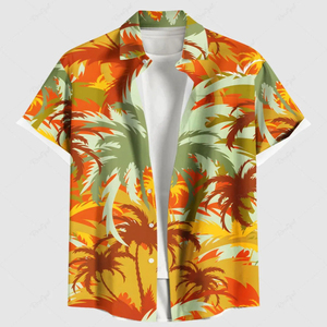 เสื้อเชิ้ตฮาวายชาย แขนสั้น ลายต้นปาล์ม ปกคอพับ ระบายอากาศได้ดี เป็นมิตรกับสิ่งแวดล้อม ผลิตจากโพลีเอสเตอร์/คอตตอนป๊อปลิน เสื้อเชิ้ตฤดูร้อน - Product Image 6