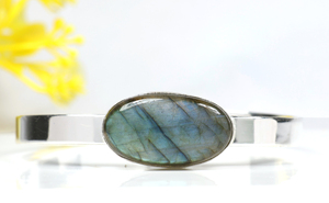 Top Natural Labradorite Oval Shape <b>Bracelet</b> 925 Sterling <b>Silver</b> Plated Adjustable <b>Cuff</b> <b>Bracelet</b> for Women Handmade Jewelry - Product Image 6