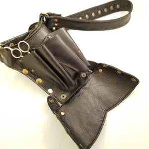 OEM Wholesale Custom Premium Genuine Leather Durable Hairdressing Scissor Holsters High Demanding New Design Care Tool Holsters - Product Image 1