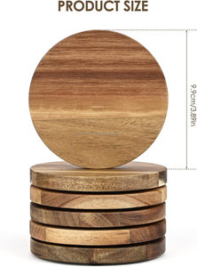 Juego de 6 Posavasos de Madera de Acacia con Soporte, Duraderos y Ecológicos, Protección para Mesa, para Uso en Interiores y Exteriores, por Smark Exports - Product Image 5