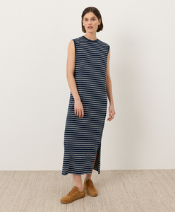 Robe longue rayée en coton pour femme, style décontracté, taille naturelle, idéale pour la plage, parfaite pour un cadeau - Product Image 1