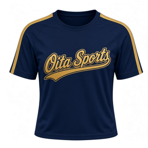 Ensemble uniforme de cheerleading bleu marine et or, chemise à manches courtes, jupe plissée, tenue de sport d'équipe, entraînement, performance, compétition - Product Image 3