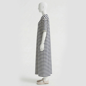 Vente en gros de robes de nuit simples, douces, respirantes, pour femmes, en coton 100%, couleur unie, taille plus, pour le printemps - Product Image 3