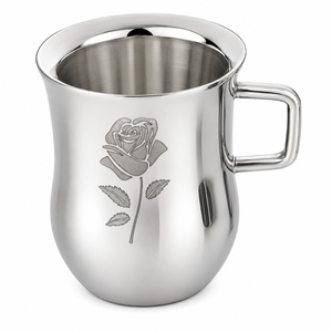 Jarra de Cerveza Vintage de Acero Inoxidable con Asa, Jarra Metálica con Flores en Relieve, Logotipo Personalizado, Grabado Personalizado, Taza para Café o Té - Product Image 2