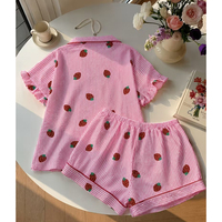 Ensemble de pyjama pour femmes, en jersey floral d'été, manches courtes, logo sur le devant, respirant, doux, confortable toute l'année, vêtements de détente à la maison