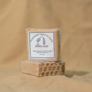 Savon artisanal au miel et aux flocons d'avoine, ingrédients naturels, huiles essentielles pures, barre de bain hydratante, soin doux pour la peau, pour usage quotidien et cadeaux - Product Image 2
