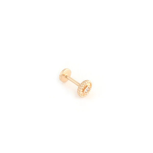 14K Solid Gold Round CVD Diamond Labret Tier-1 Source | Precision CNC Factory | 16G 18G Internal Threaded Flat <b>Back</b> <b>Earring</b> Bulk - Product Image 4