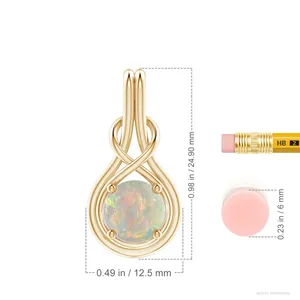 จี้หินโอปอลทรงกลมธรรมชาติ 14K ทองคำแท้ ดีไซน์อินฟินิตี้น็อต สำหรับคนเกิดเดือนตุลาคม สินค้ามาใหม่ ใส่ได้ทุกวัน - Product Image 2
