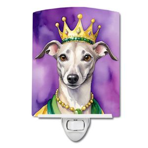 Whippet King Mardi Gras Luz nocturna de cerámica Compacto Certificado UL para dormitorio Baño Guardería Pasillo 6x4x3 Multicolor Nuevo - Product Image 1