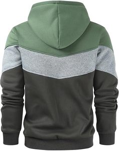Men's Color Blocking <b>Hoodie</b> Regular Fit Long Sleeve Casual Knitted with Pocket Winter Wear Breathable Quick Dry Polyester/Cotton - Product Image 2