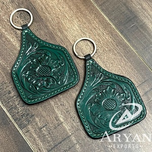 Porte-clés en cuir véritable fait main, motif floral, design personnalisé, mini sac, support de clés de voiture, prix de gros, cadeaux, vente chaude - Product Image 1