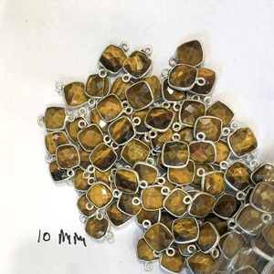 8mm-14mm Natural Tiger Eye Faceted <b>Cushion</b> Gemstone Silver Bezel Connector Pendant Supplier Handmade 925 Sterling Silver Pendant - Product Image 2