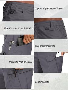 Men's Outdoor Cargo Shorts Quick Dry Water Resistant Multi Pocket Stretch Lightweight Hiking Travel Utility Shorts - Product Image 4