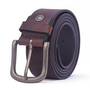 Cinturón de Cuero Marrón Graso de Grano Completo con Hebilla Metálica, Estilo Casual para Jeans, Aspecto Vintage, Duradero, Ecológico, Longitud Personalizable - Product Image 2