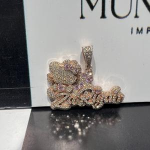 Colgante de collar chapado en oro rosa brillante, estilo Hiphop, con letra personalizada, diamantes y moissanita, unisex, certificado IGI - Product Image 6