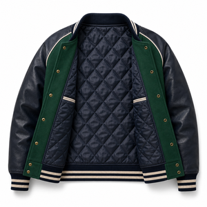 Wholesale Letterman Varsity <b>Jacket</b> Wool Body Cowhide <b>Leather</b> Sleeves Custom Logo Winter Baseball <b>Jacket</b> Supplier - Product Image 6