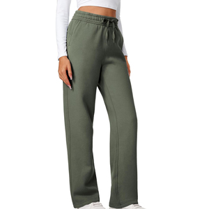 Pantalon droit décontracté pour femme, tissu doux, coupe classique, hiver, devant plat, respirant, écologique, 100% coton, pantalon pour femme - Product Image 2