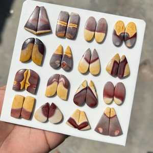 Natural Mookaite Quartz Polished Gemstone Cabochon Pair with Color Play Mixed Shapes for Jewelry Making - Product Image 2