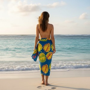 Handmade Cotton Beach Sarong for Women Lightweight Soft Pareo Wrap <b>Skirt</b> Summer Swim Cover Up <b>Boho</b> Resort Wear Tropical Vacation - Product Image 3