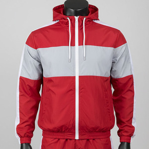 Conjunto Deportivo para Hombre, Chaqueta con Capucha Roja y Gris, Pantalones Cortos con Cintura Elástica, Estilo Deportivo, Transpirable y Ecológico - Product Image 2