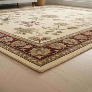 Tapis d'intérieur floral vintage, tapis tufté à la main, tapis de style persan traditionnel, tapis décoratif élégant pour salon et chambre, tapis de sol à bordure - Product Image 3