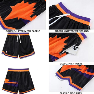 Shorts de sport respirants pour hommes, avec cordon de serrage et poches zippées, durables, 100% polyester, pour le basketball et le fitness - Product Image 4