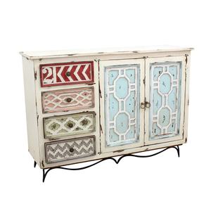 Antique Rustic Distressed French Sideboard CNC Carved Doors Drawers Vintage Shabby Chic Buffet <b>Cabinet</b> Large <b>Storage</b> Server - Product Image 3