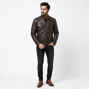 Veste en cuir de haute qualité à prix de gros, veste en cuir personnalisée à prix bas, veste pour homme - Product Image 6