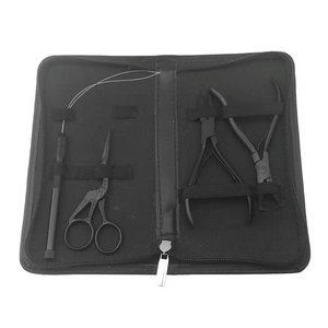 Kit professionnel d'extensions de cheveux en micro-perles en acier inoxydable noir avec pinces d'extension robustes, ciseaux de précision et outils à boucles - Product Image 4