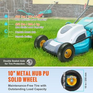 Set di 2 Ruote in PU Solido Antiforatura da 10 Pollici, Pneumatici Tubeless per Trattori Agricoli, Carico Dinamico 400 Libbre, 450 Libbre - Product Image 2