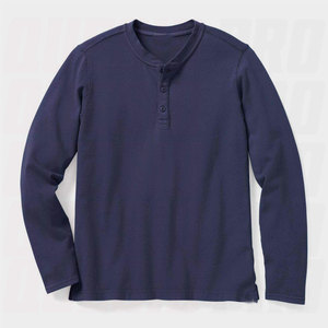 Camiseta Henley Premium de Manga Larga para Hombre, 100% Algodón, con Logotipo Personalizado, Camiseta Lisa Transpirable, Suave, Casual, Ajustada, Duradera - Product Image 1
