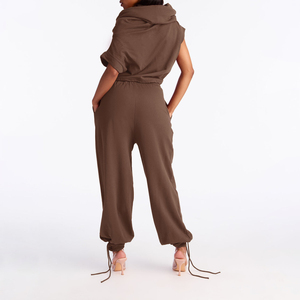 Conjunto Deportivo de Verano para Mujer, Estilo Moderno, con Logotipo Personalizado, Top Corto sin Mangas y Pantalones Jogger, 100% Algodón, para Gimnasio y Fitness - Product Image 2