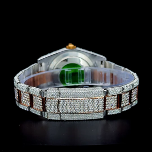 Personnalisé S # Montre de luxe haut de gamme avec cadran à deux tons or rose, entièrement sertie de diamants, certifiée par un testeur de diamants - Product Image 4