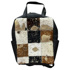 Vintage Style Lavender <b>Patchwork</b> Cowhide Backpack - Genuine Leather Women’s Travel Rucksack - Product Image 1