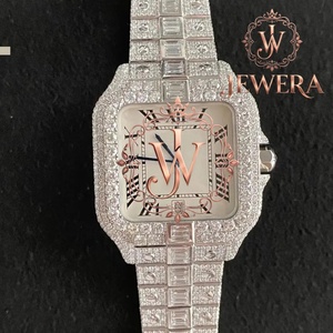 Montre analogique en acier inoxydable de luxe Mossinate avec diamants étincelants pour hommes et femmes, mouvement mécanique, haute qualité, style hip-hop - Product Image 2
