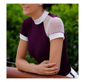 Camiseta de manga corta para montar a caballo para mujer, camiseta ecuestre, camiseta de espectáculo para mujer - Product Image 1