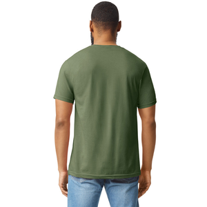 T-shirt homme vert olive de qualité supérieure, coupe classique, en jersey de coton, col rond, couleur unie, design simple, en vente - Product Image 2