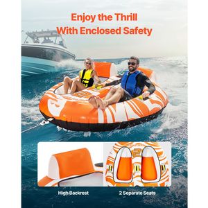 Gommone Gonfiabile Trainabile per 2 Persone con 2 Cabine e Capacità di 150 kg - Tubo per Sport Acquatici in PVC - Product Image 2