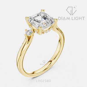 Bague de fiançailles en or blanc 14 carats avec diamant de laboratoire taille Asscher 1,78 carat, certifiée IGI, bijoux fins pour femmes, idéale pour offrir - Product Image 4