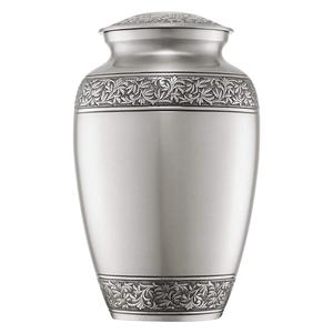 Urne funéraire en métal argenté pour cendres humaines |   Urne funéraire gravée pour adulte |   Fabricant et fournisseur en gros d'urnes funéraires classiques - Product Image 1