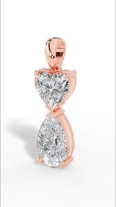 Collier double breloque cœur et poire en diamant de laboratoire, or 14 carats, VVS incolore, pendentif solitaire romantique avec chaîne - Product Image 2